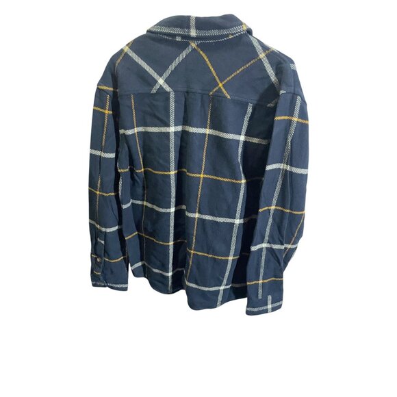 Goodfellow Medium Heavyweight Flannel Shirt Navy Yellow Windowpane - Picture 6 of 6